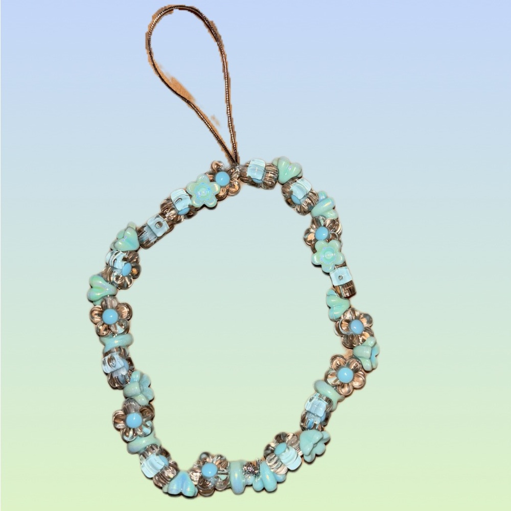 Light Blue Flower Phone Charm Bracelet